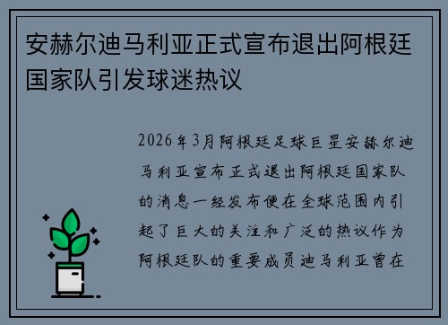 安赫尔迪马利亚正式宣布退出阿根廷国家队引发球迷热议